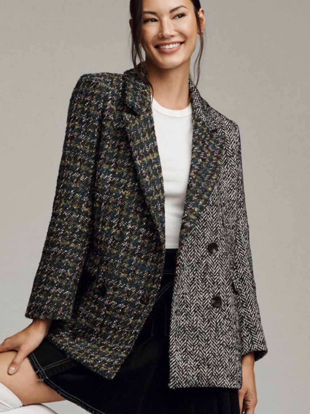 Driftwood Blazer X Herringbone Jacket Split Pattern Tweed Size M